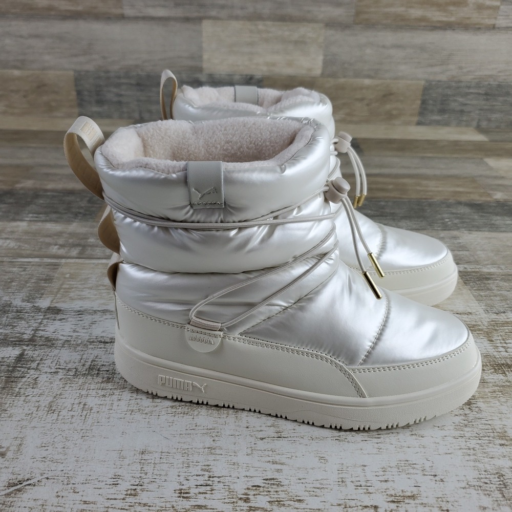 PUMA Snowbae Womens Snow Boots Sz 6 Alpine Snow Frosted Ivory Bungee Lock Ankle